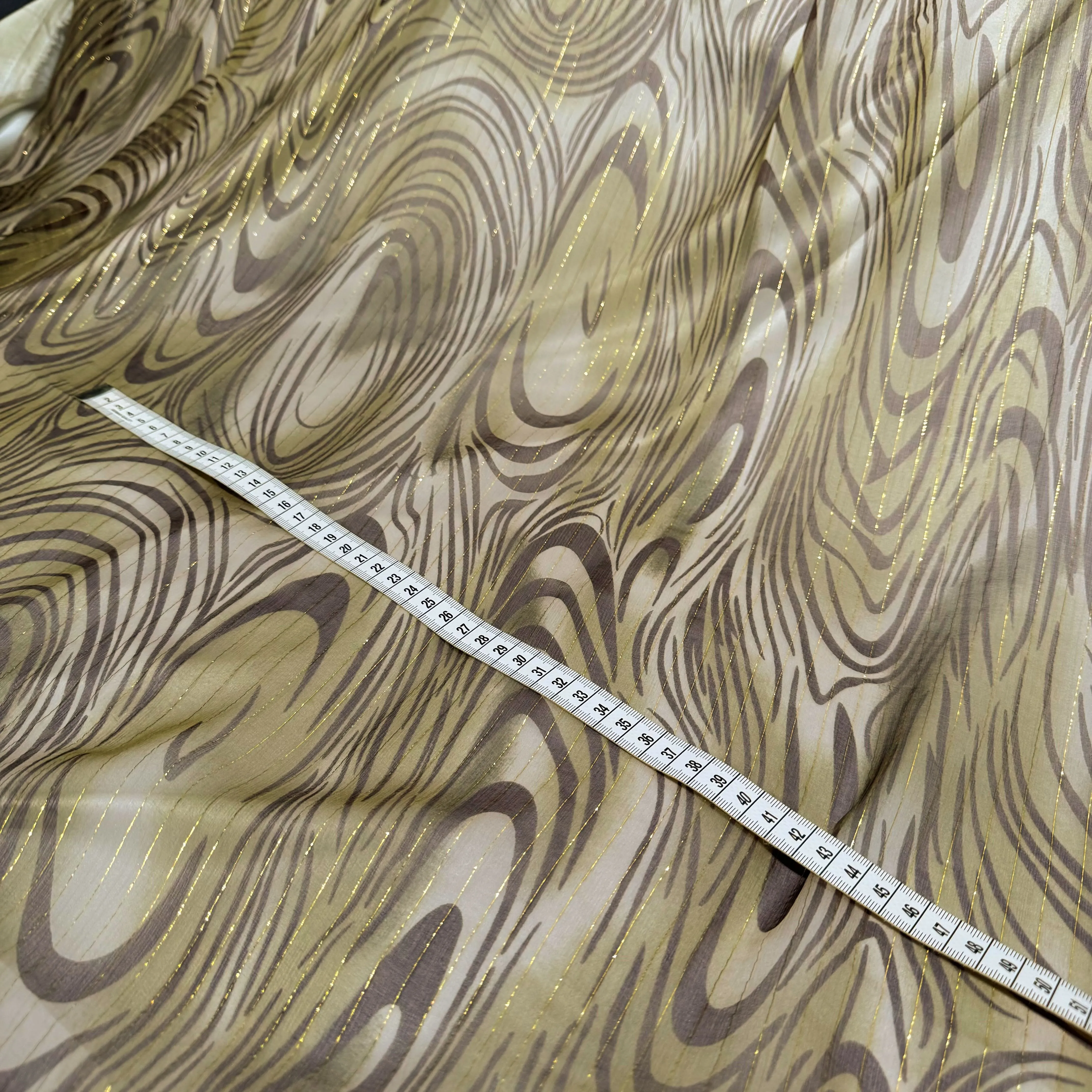 Fingerprint/Metallic Pinstripe Silk & Lurex Chiffon - Olive/Chocolate
