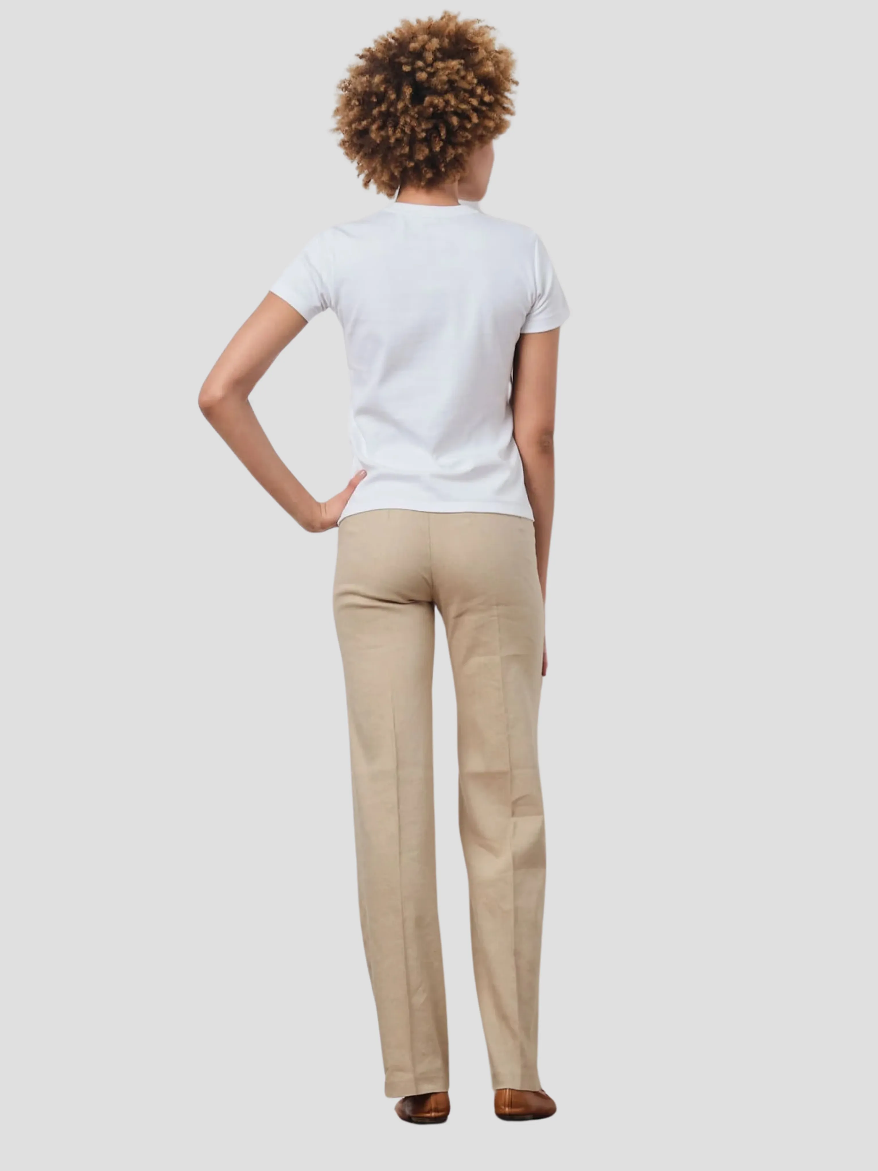Flavia Relaxed Pant in Tan Linen