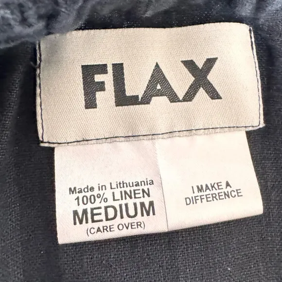 FLAX Maxi Skirt Black Pull On Medium Flare Lagenlook Minimalist Bohemian linen