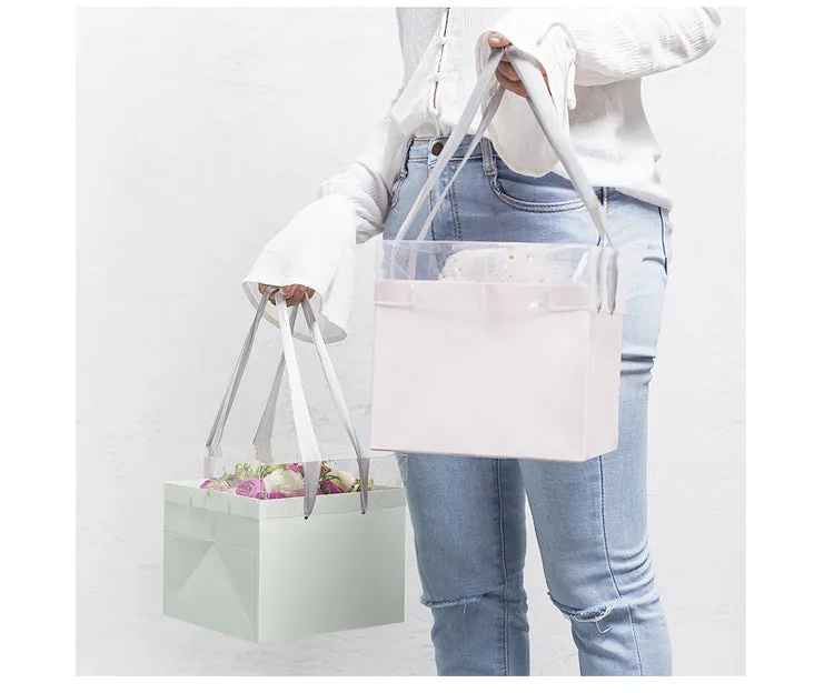 Flower Box/Bag with handle and Clear cover