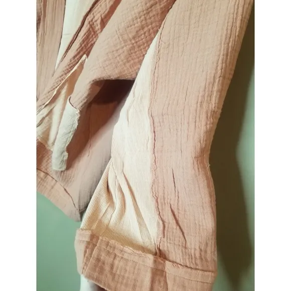 Flowy mauve gauze open front color contrast oversized kimono cardigan