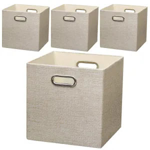 Foldable Storage Bins Boxes Cubes Container Organizer Baskets Fabric Drawers Bedroom, Closet, Toys,Thick Cloth Shimmer,11''×11'', 2pcs, Sliver Grey