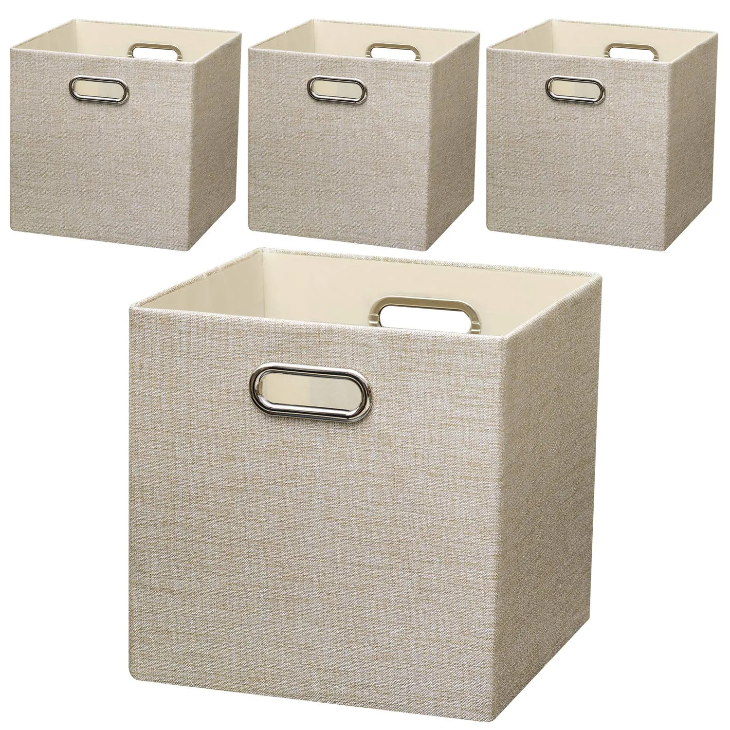 Foldable Storage Bins Boxes Cubes Container Organizer Baskets Fabric Drawers Bedroom, Closet, Toys,Thick Cloth Shimmer,11''×11'', 2pcs, Sliver Grey