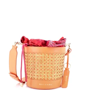 Forever Convertible Bucket Bag Raffia with Silk and Leather Medium
