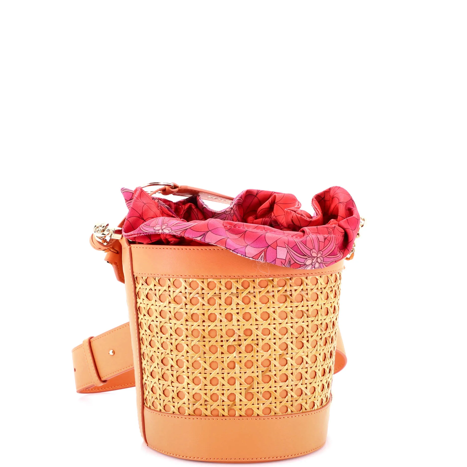 Forever Convertible Bucket Bag Raffia with Silk and Leather Medium