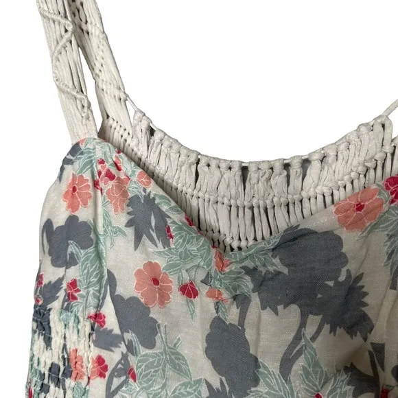 Free people Linen Floral Crocheted Tie Waist Dress NEW