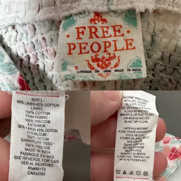 Free people Linen Floral Crocheted Tie Waist Dress NEW