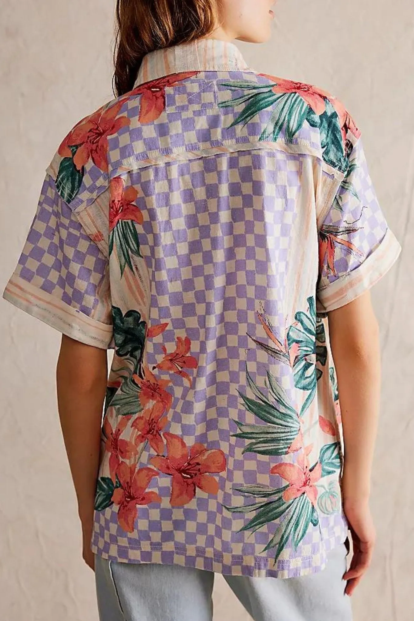 Free People: Retro Tropics Shirt in Sunset Combo