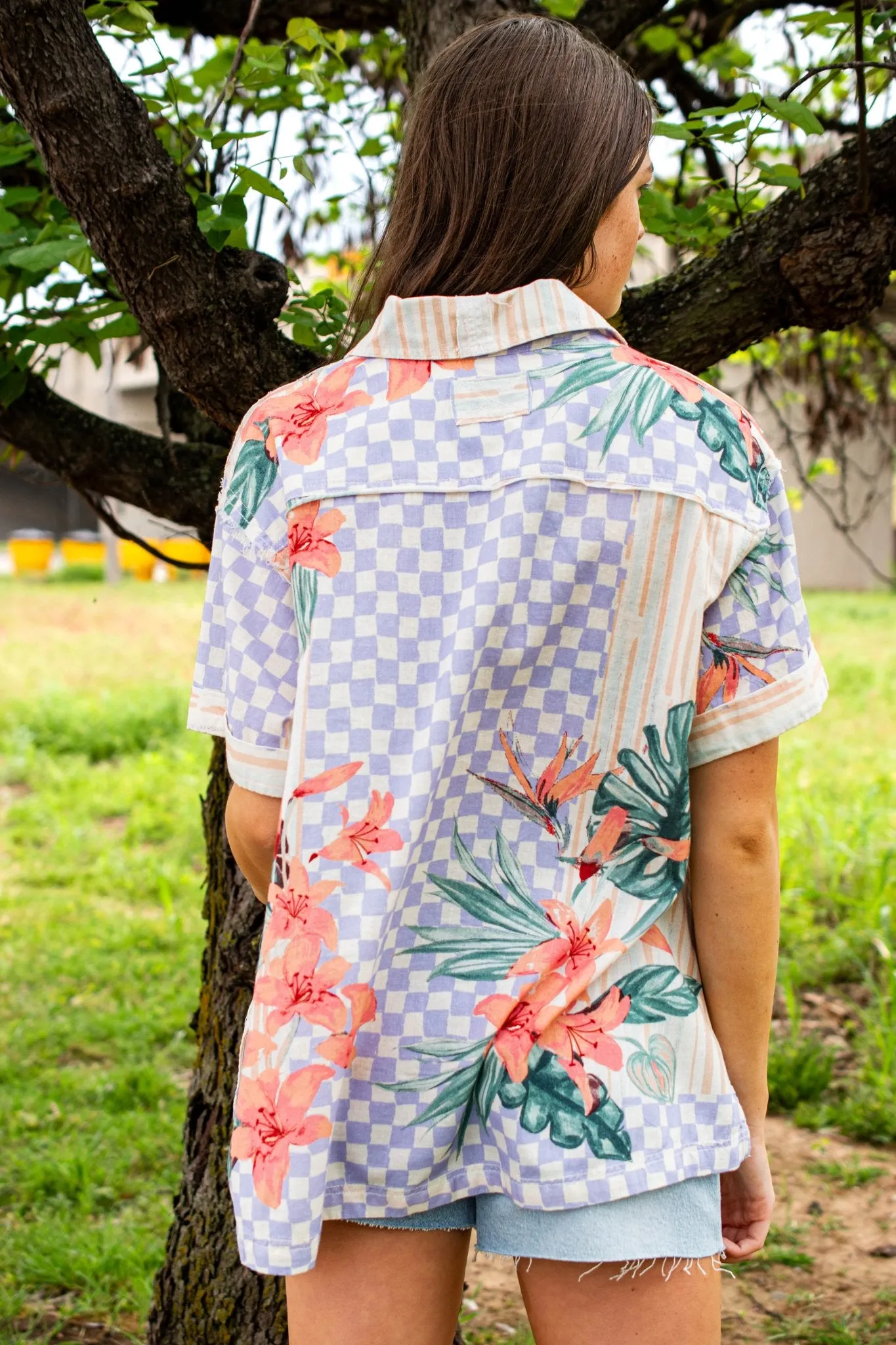 Free People: Retro Tropics Shirt in Sunset Combo