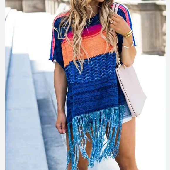 Free People Sunset Fringe Poncho - Like New