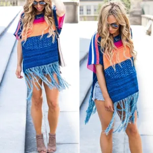 Free People Sunset Fringe Poncho - Like New