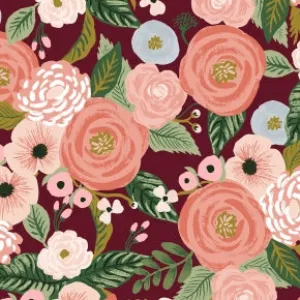 Garden Party - Juliet Rose - Burgundy Canvas Fabric -- Rifle Paper Co. for Cotton   Steel Fabrics