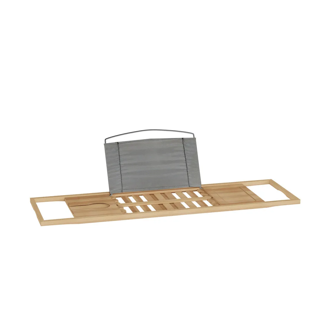 Gardner Bamboo Bathtub Tray - Wood Bath Caddy with Book, Phone, or Tablet Rest, Cup Holder, and Extended Sides for Bath Accessories by Home-Complete Rebrilliant