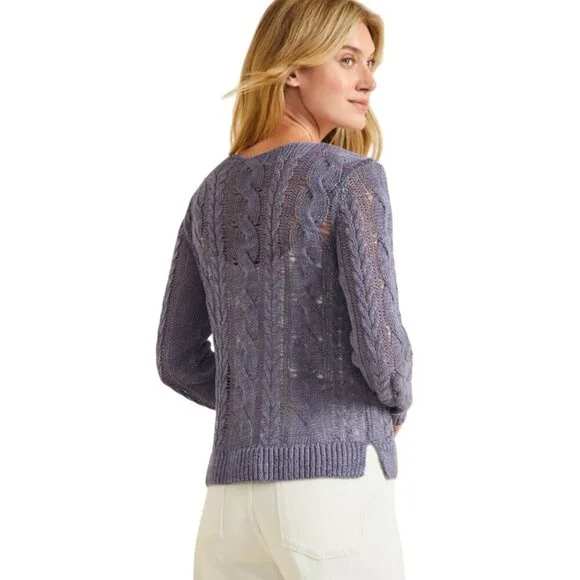 Garnet Hill Linen Organic Cotton Called Pullover Lavender Fall 2023 Size XS