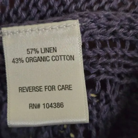 Garnet Hill Linen Organic Cotton Called Pullover Lavender Fall 2023 Size XS