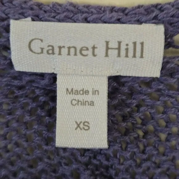 Garnet Hill Linen Organic Cotton Called Pullover Lavender Fall 2023 Size XS