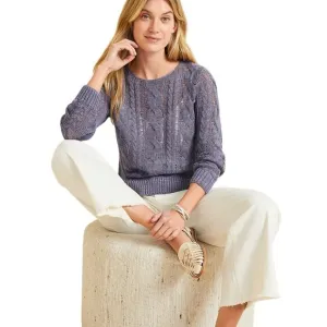 Garnet Hill Linen Organic Cotton Called Pullover Lavender Fall 2023 Size XS