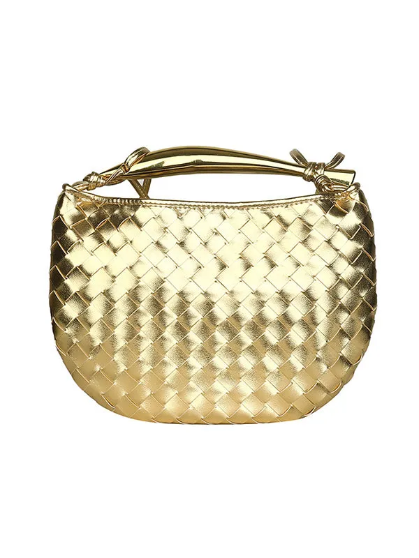 Geometric Split-Joint Woven Zipper Bags Handbags