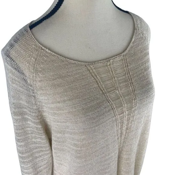 GERARD DAREL PARIS Champagne Gold Metallic Stripe Linen Blend Sweater Sz4