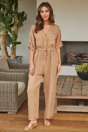 Gianna Jumpsuit-Camel-Final Sale