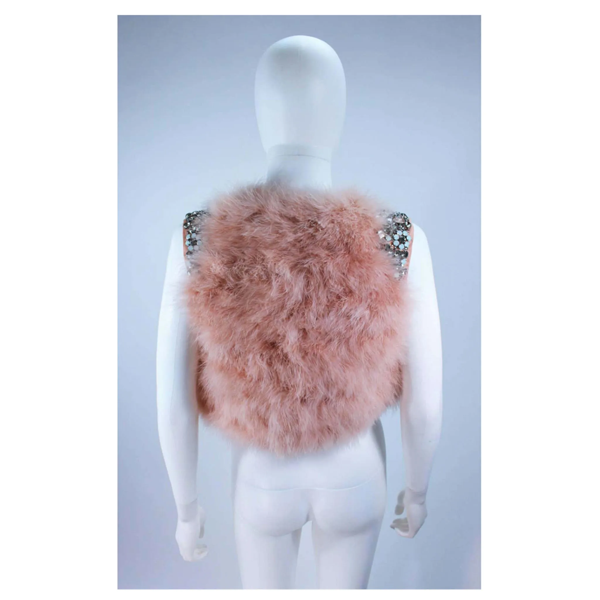 GIVENCHY Pink Marabou Bolero Jacket w/ Rhinestone Size 38