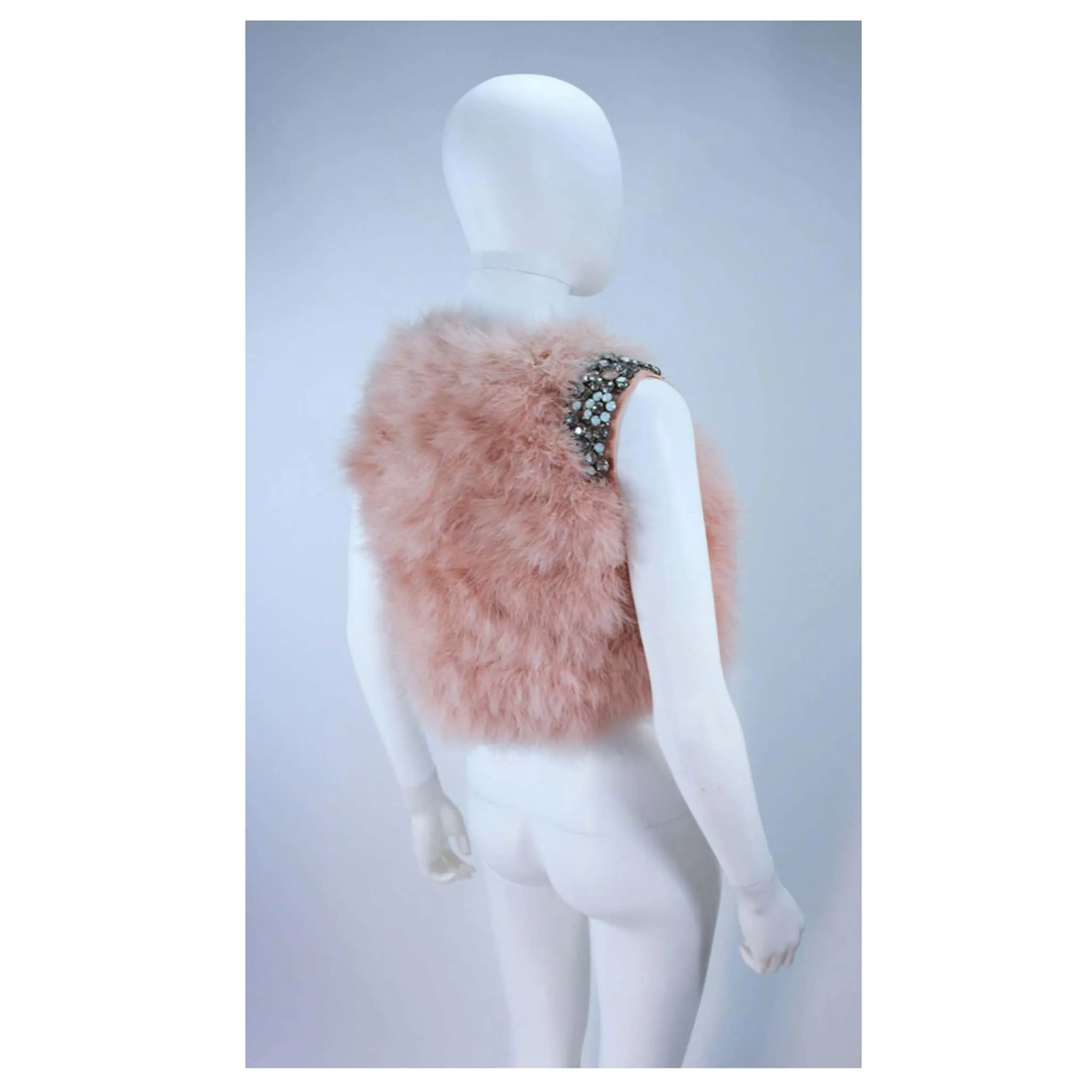 GIVENCHY Pink Marabou Bolero Jacket w/ Rhinestone Size 38