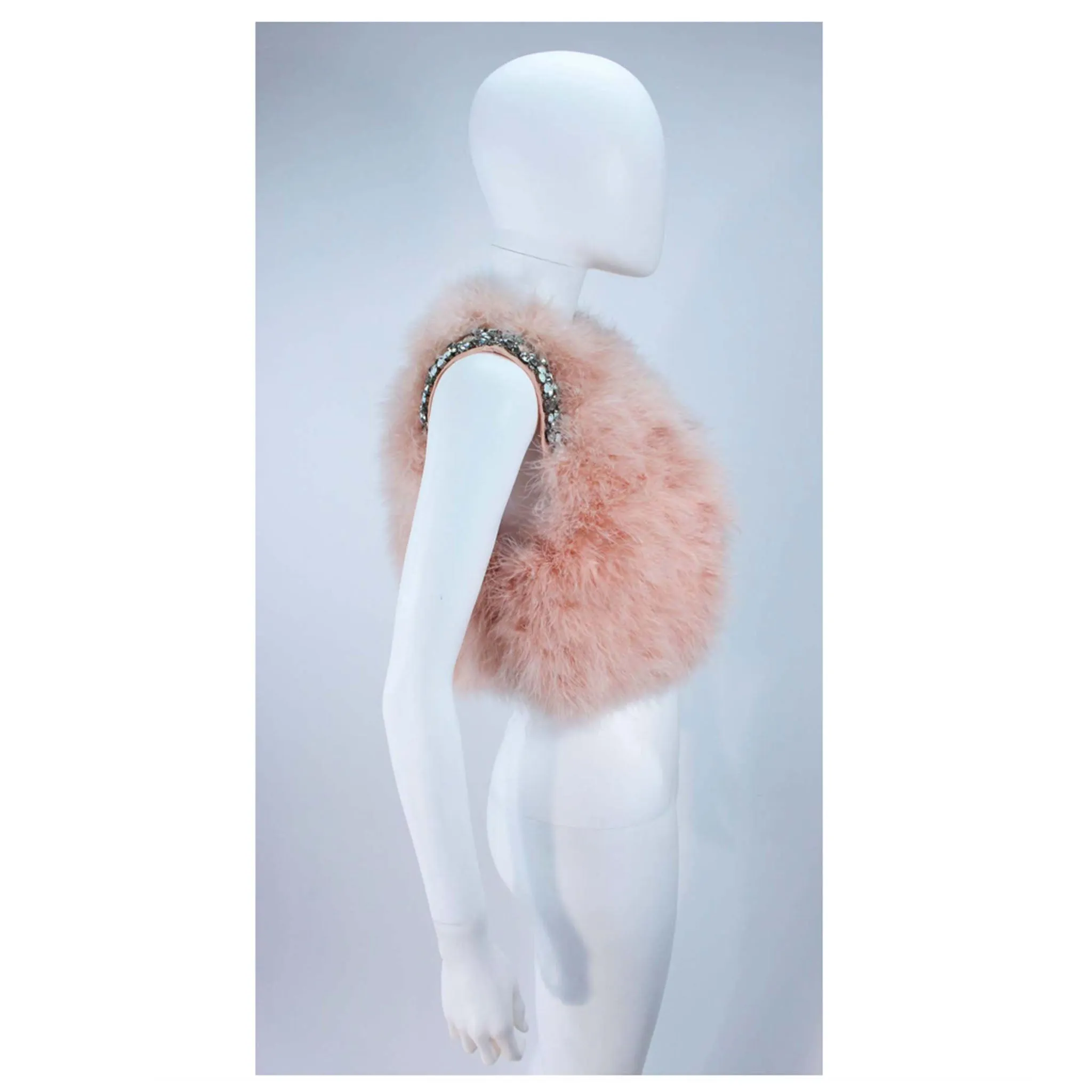 GIVENCHY Pink Marabou Bolero Jacket w/ Rhinestone Size 38