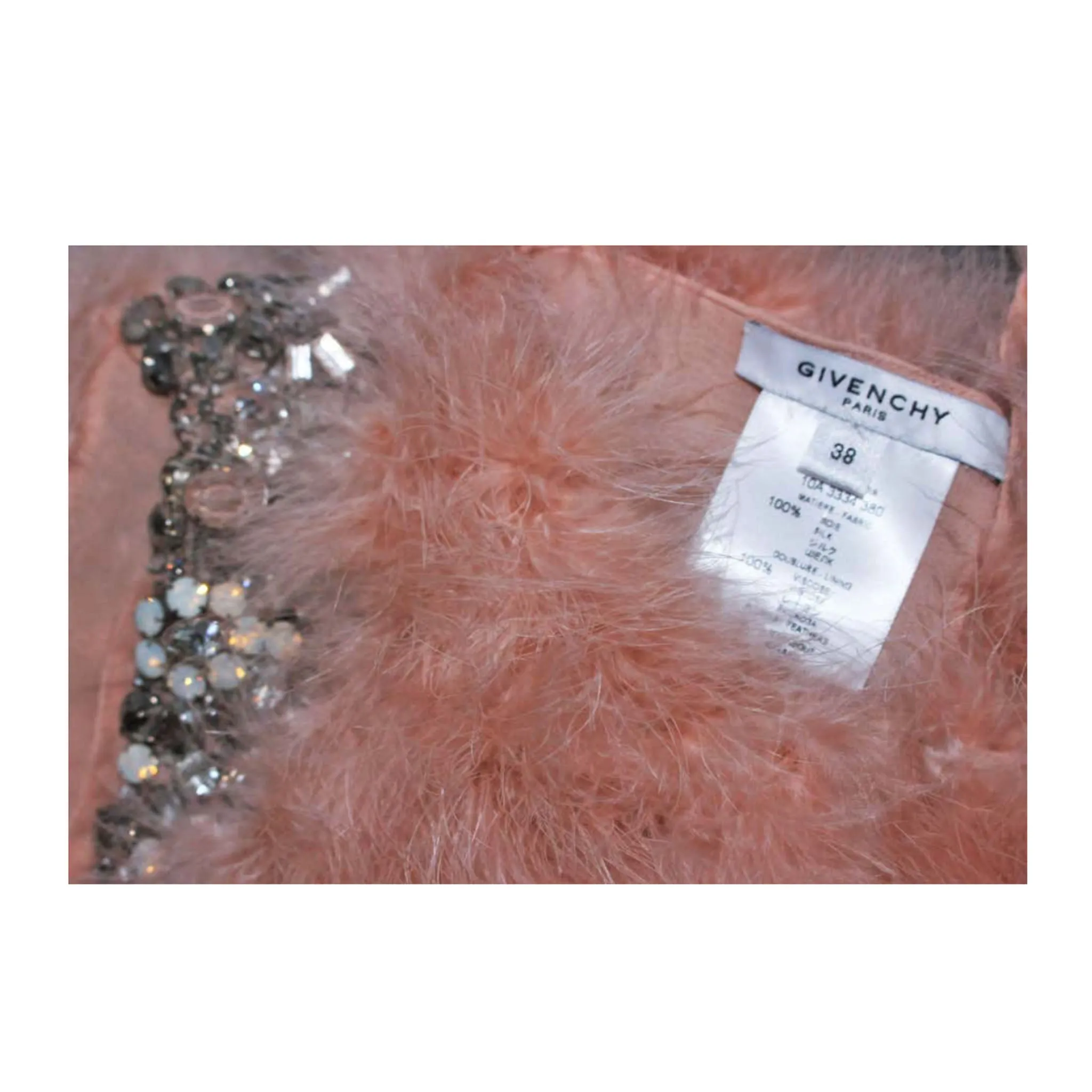GIVENCHY Pink Marabou Bolero Jacket w/ Rhinestone Size 38