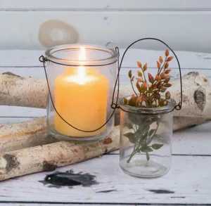 GLASS VASES WITH METAL HANDLE