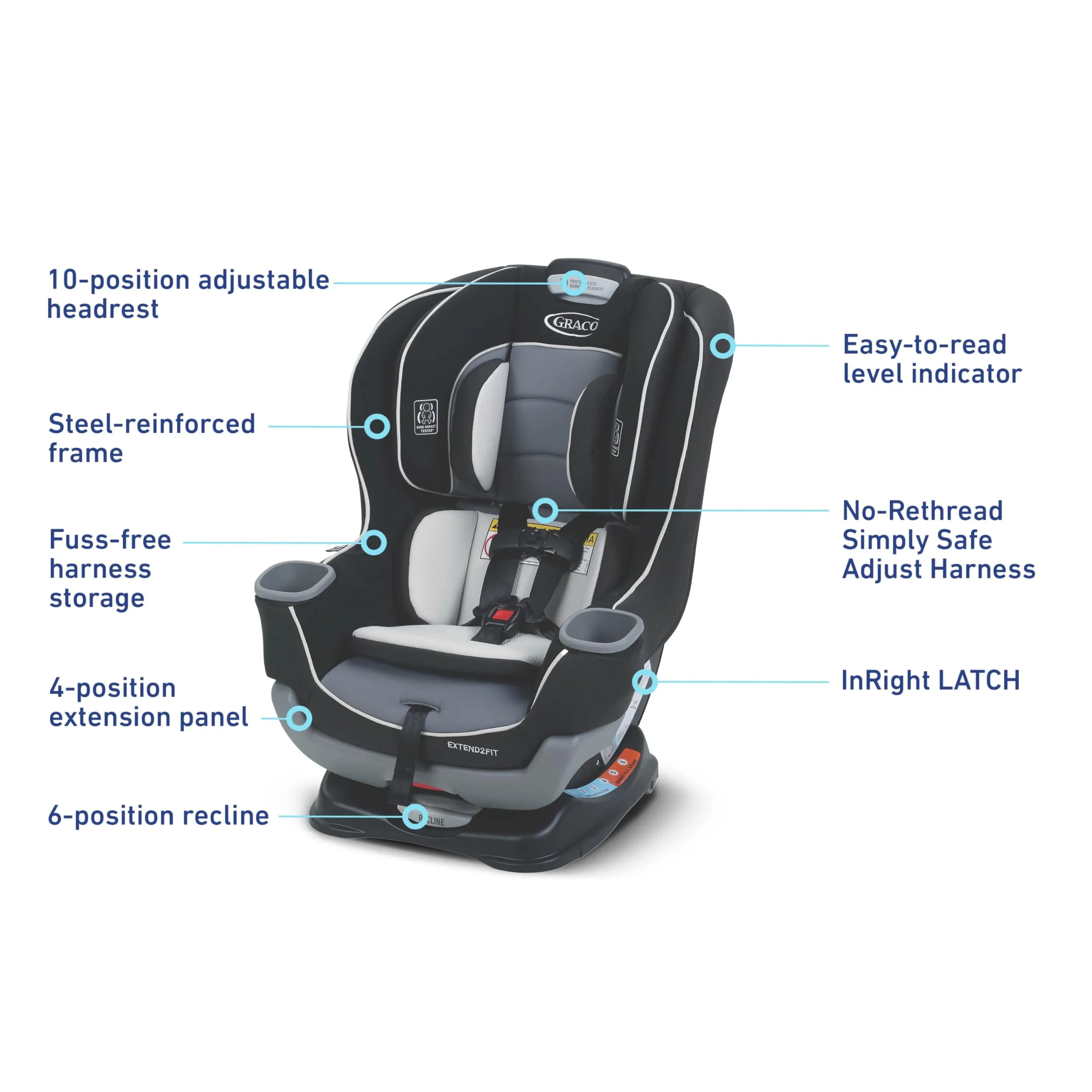 Graco Extend2Fit Convertible Car Seat, Gotham
