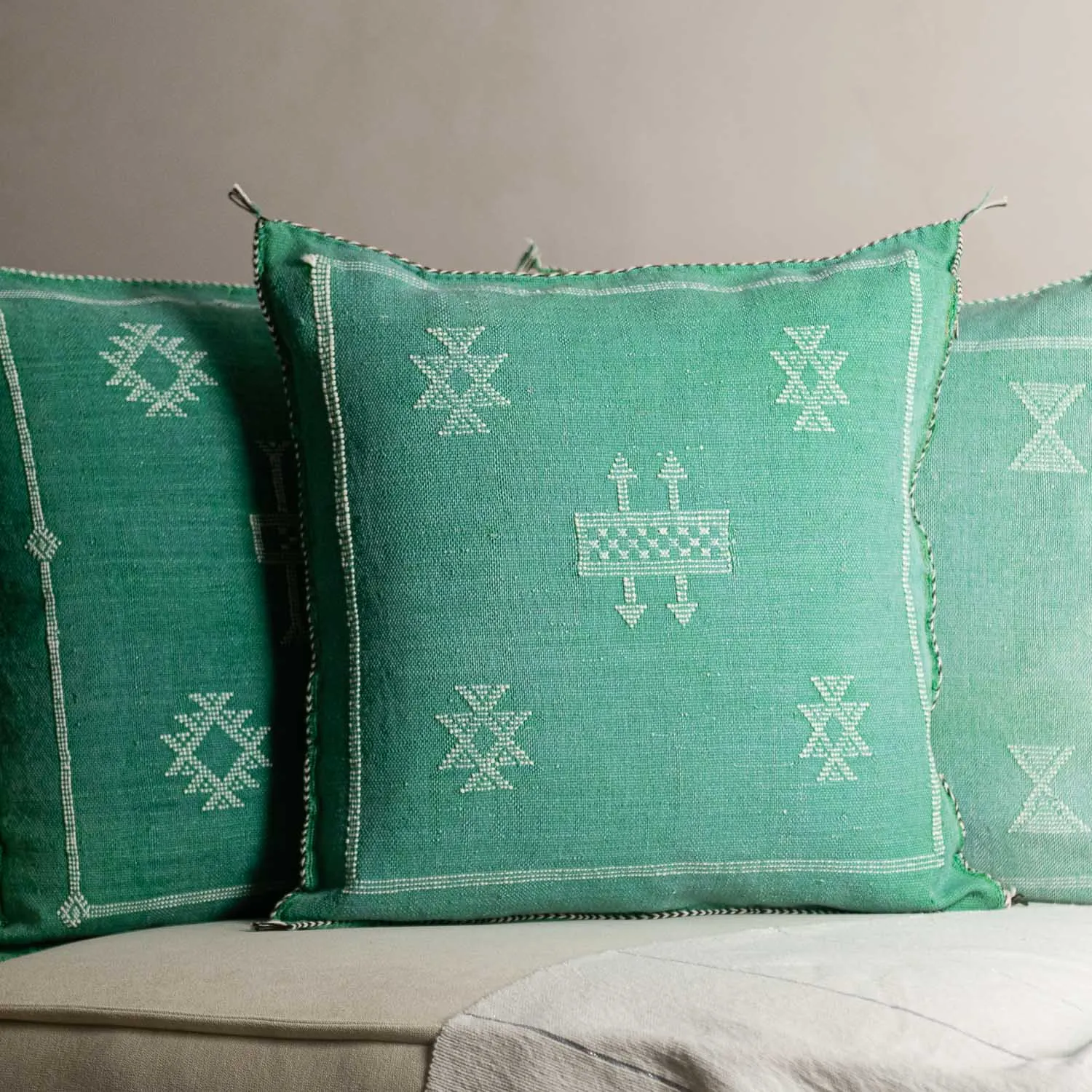 Green Cactus silk pillow cover