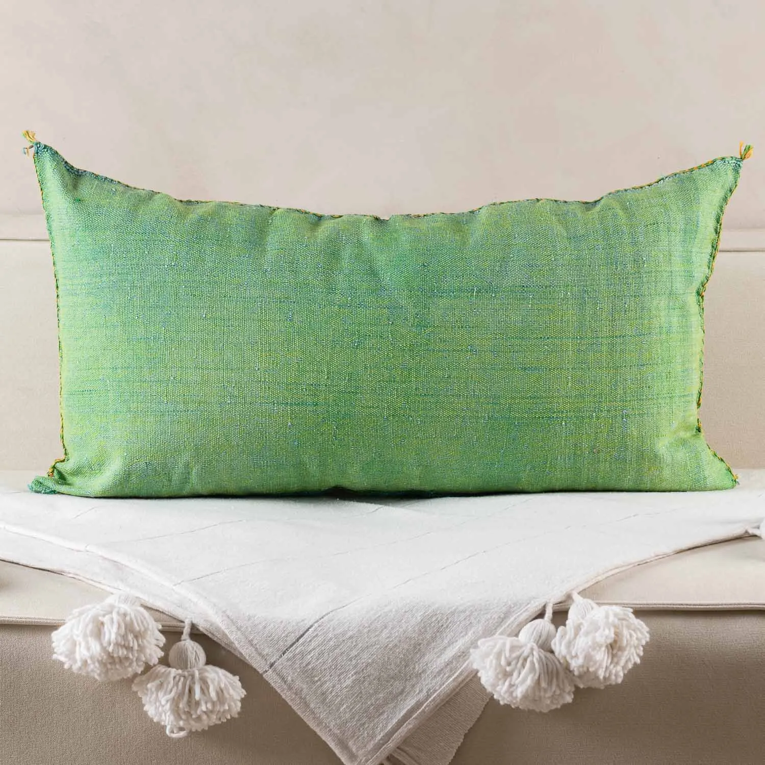 Green Cactus silk pillow cover
