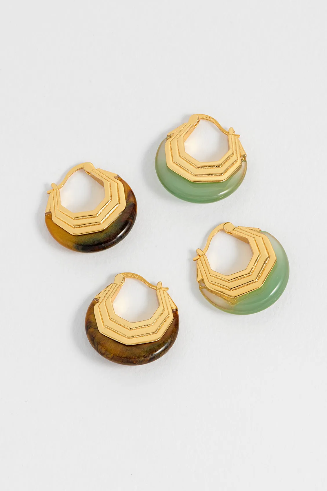 Green Half Moon Hinge Hoops