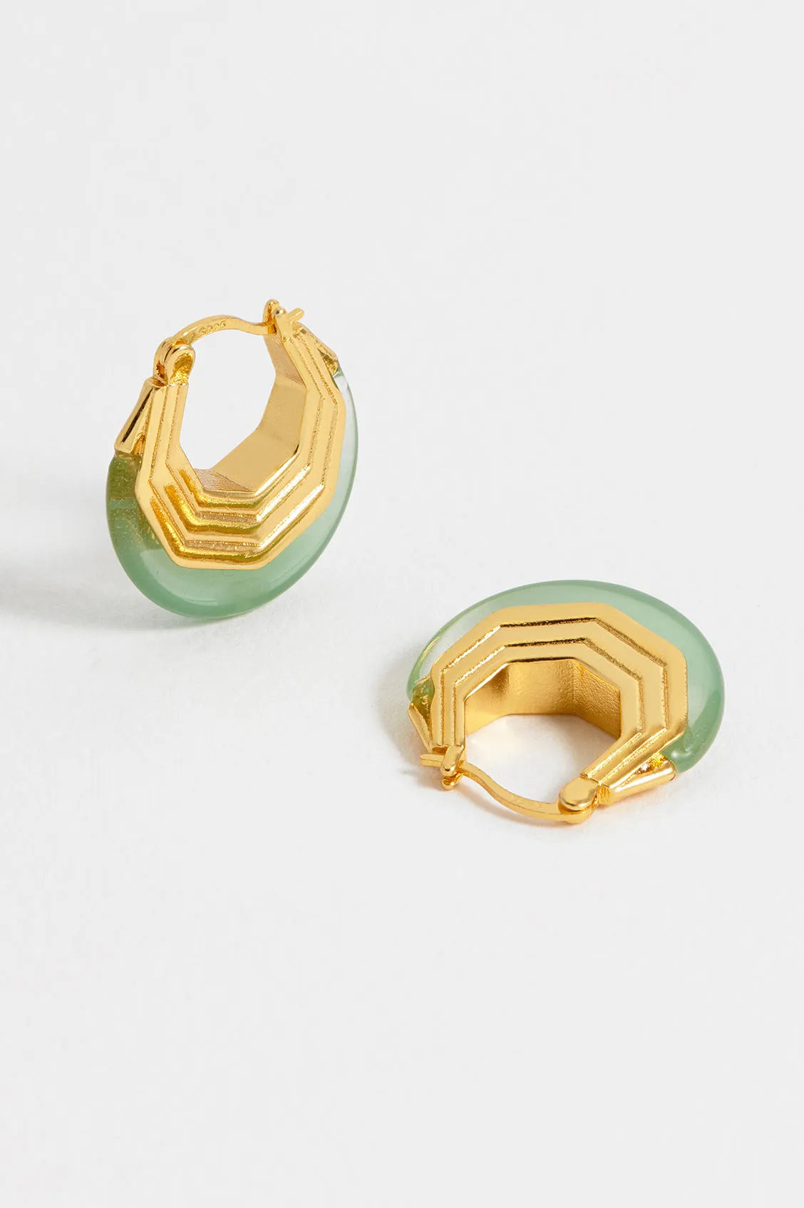 Green Half Moon Hinge Hoops