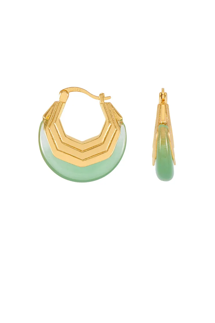 Green Half Moon Hinge Hoops