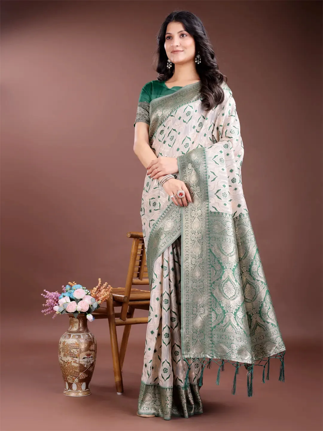 Green Linen Cotton Saree