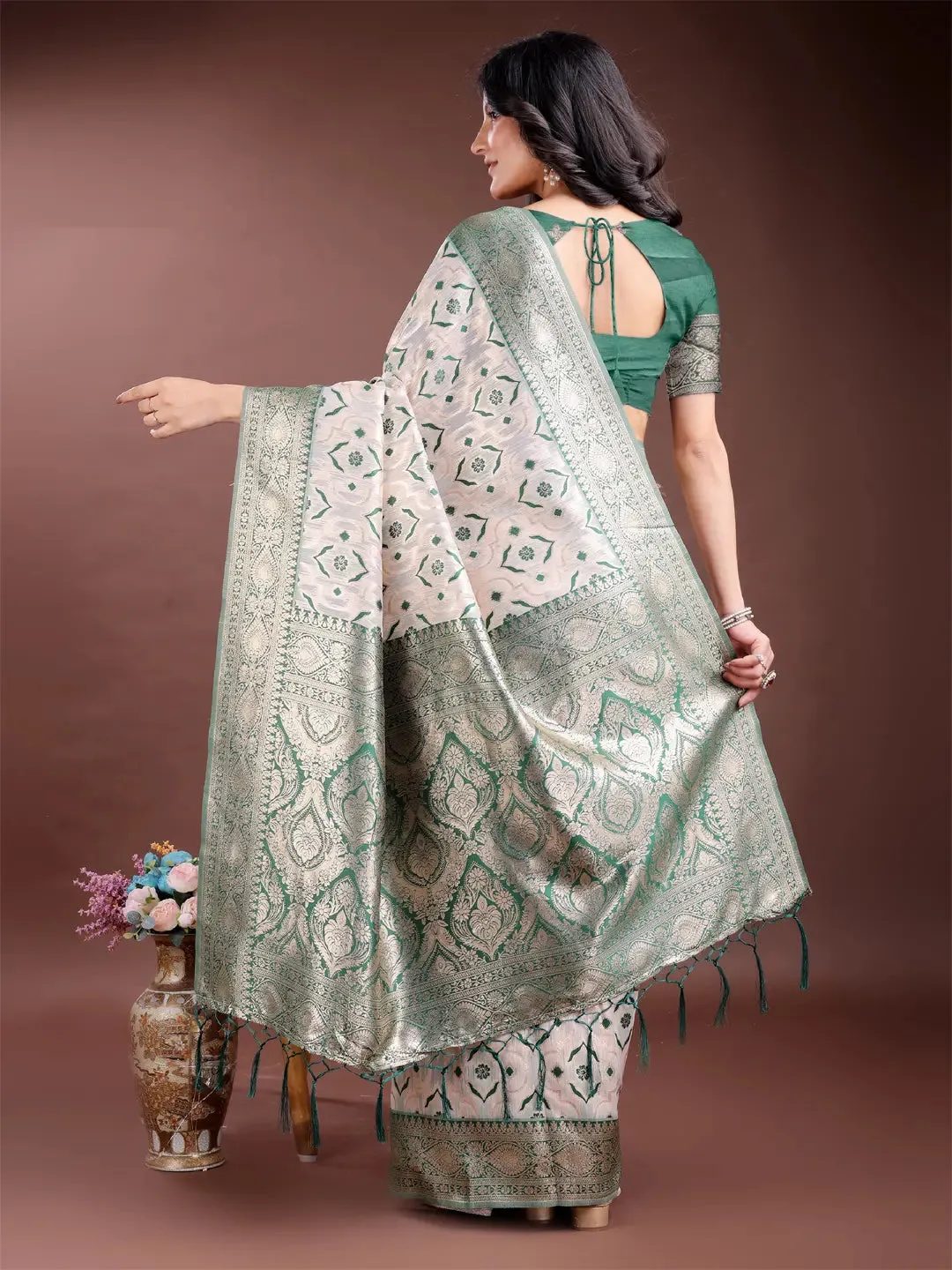 Green Linen Cotton Saree