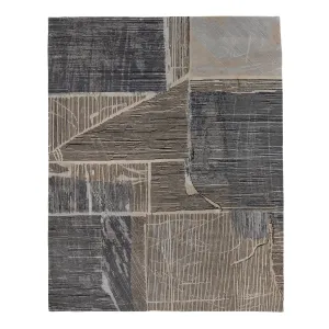Grey Aurora Contemporary Tibetan Wool Silk Blend Rug - 8' x 10'