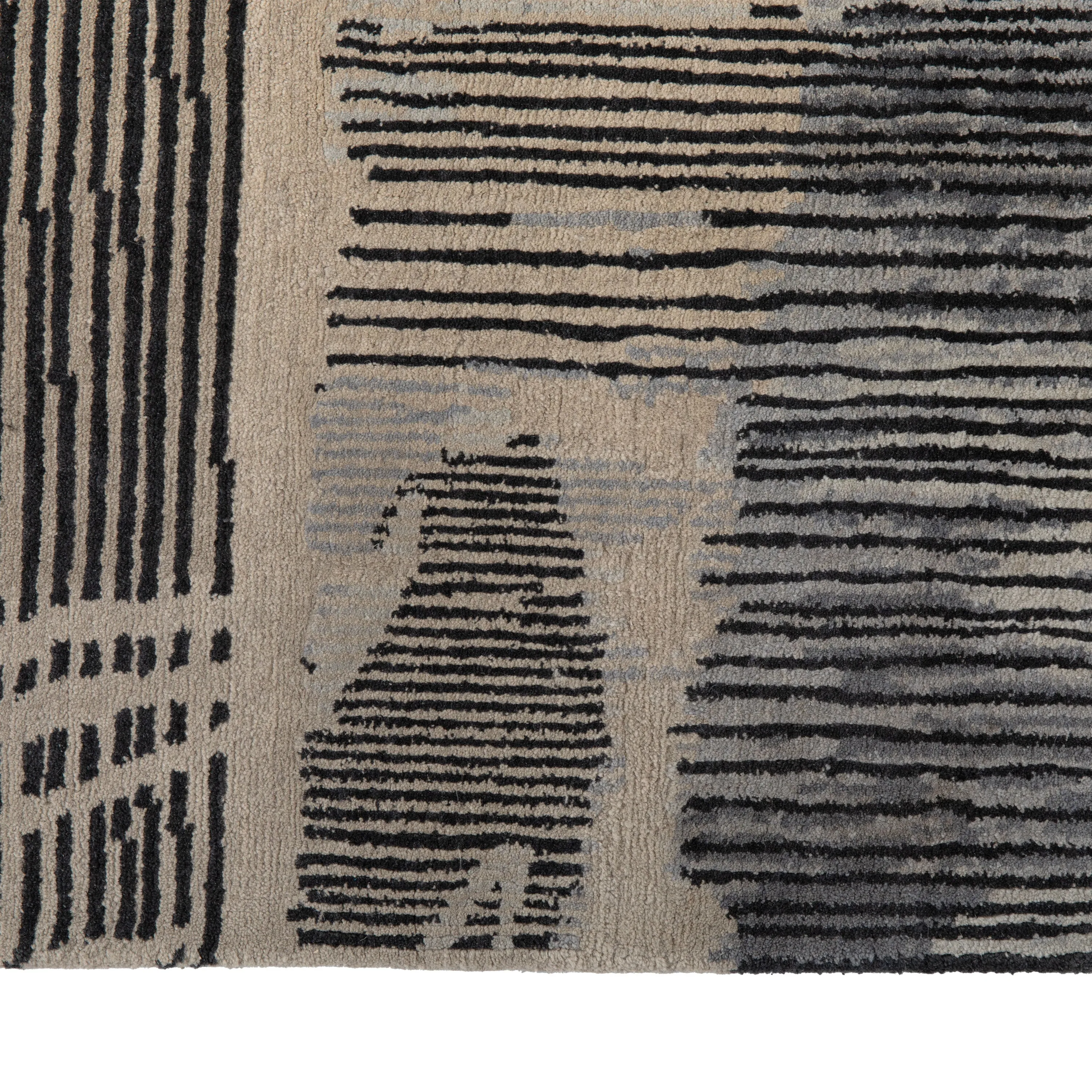 Grey Aurora Contemporary Tibetan Wool Silk Blend Rug - 8' x 10'