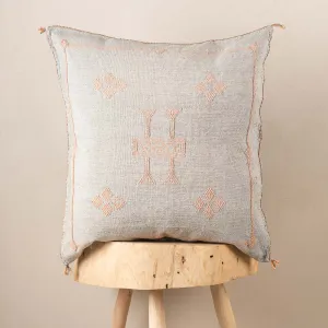 Grey Cactus silk pillow cover
