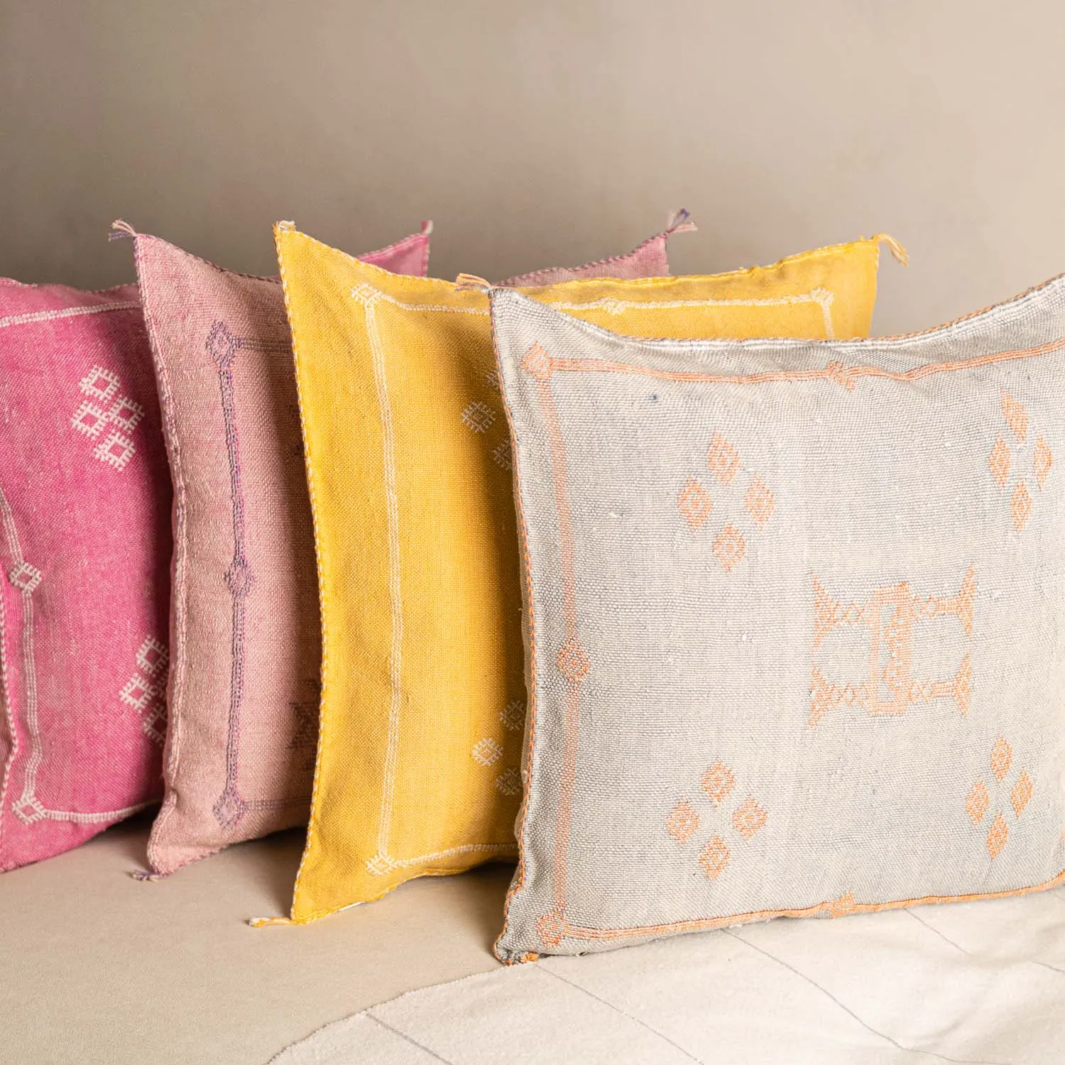Grey Cactus silk pillow cover