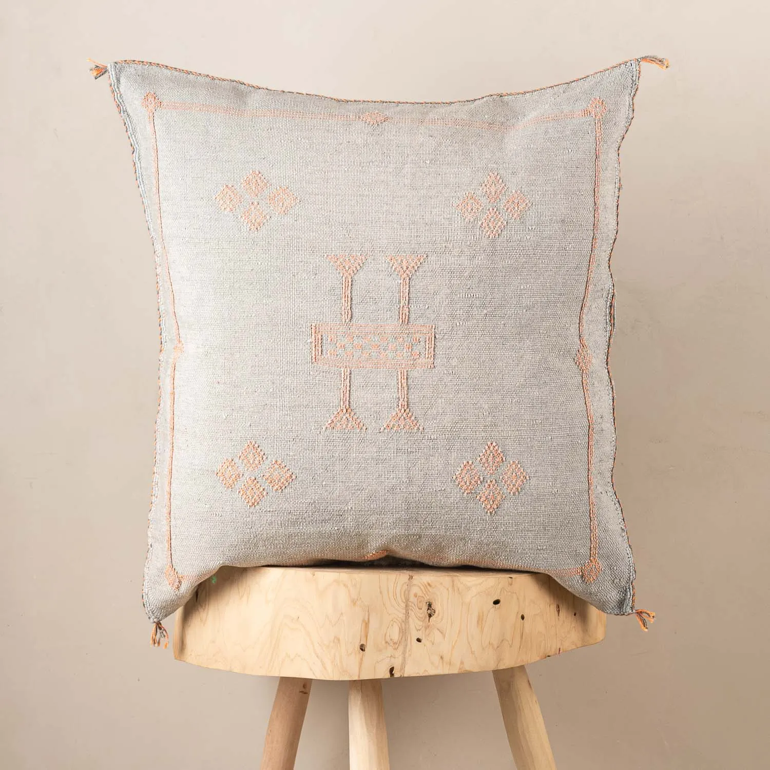 Grey Cactus silk pillow cover