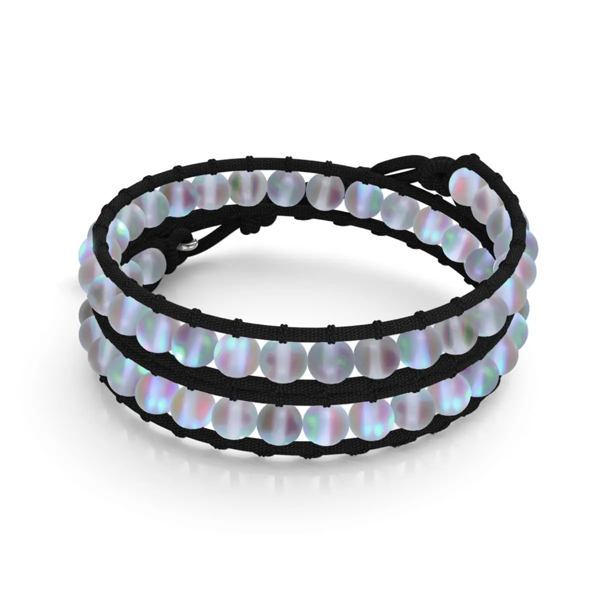 Grey | Mermaid Glass | Black Linen Wrap Bracelet