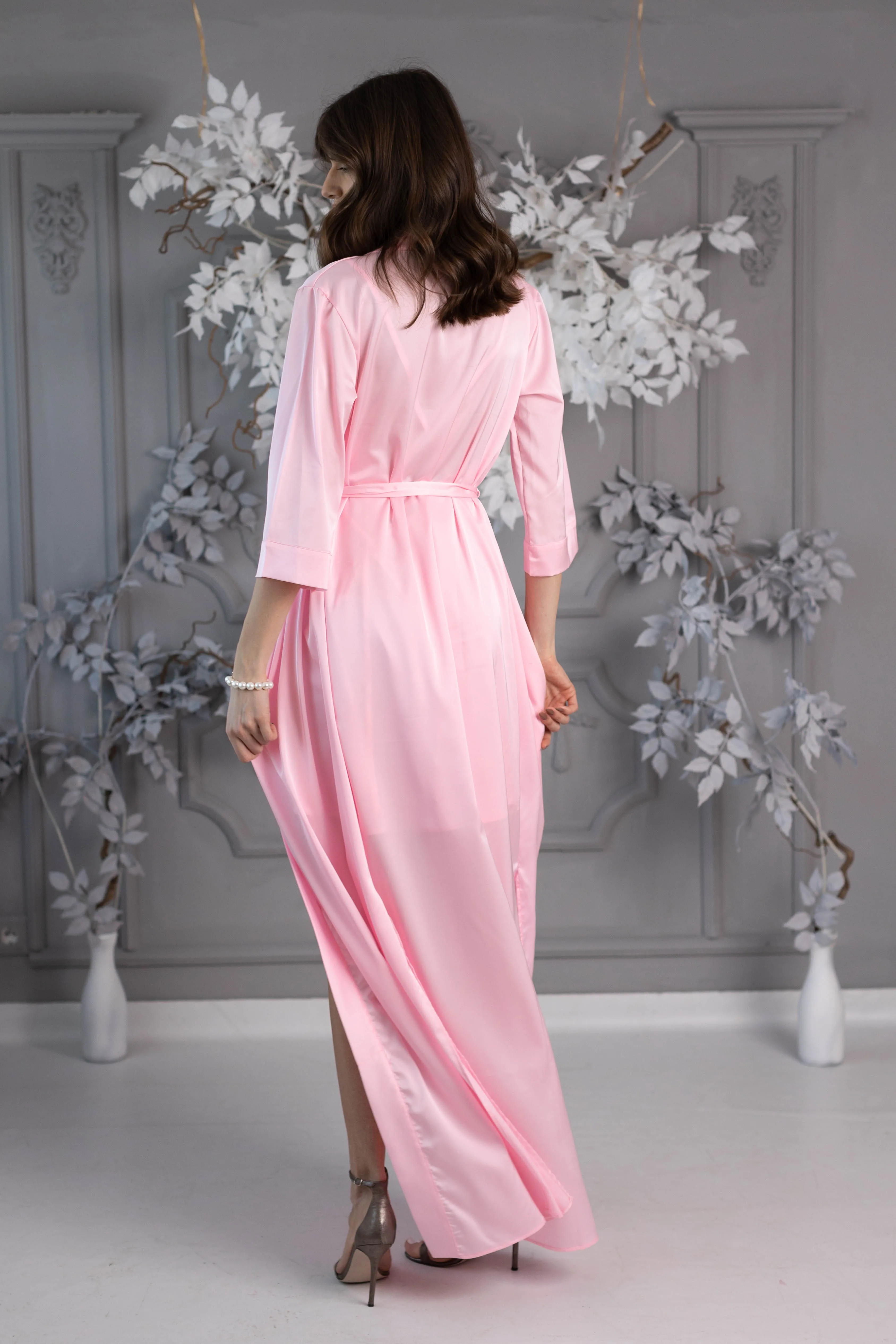Halat satin Wave lung Baby Pink