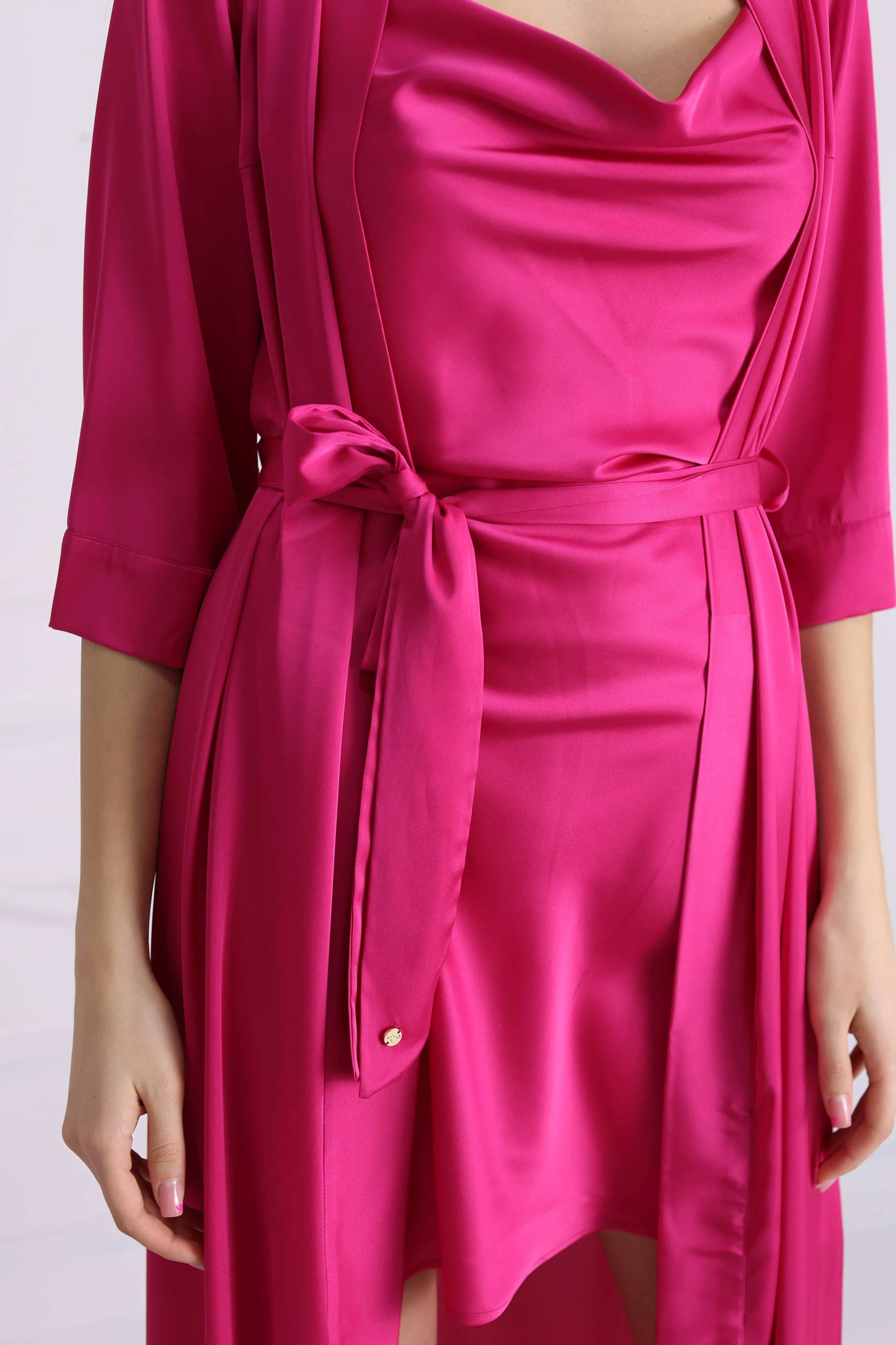 Halat satin Wave lung Fucsia