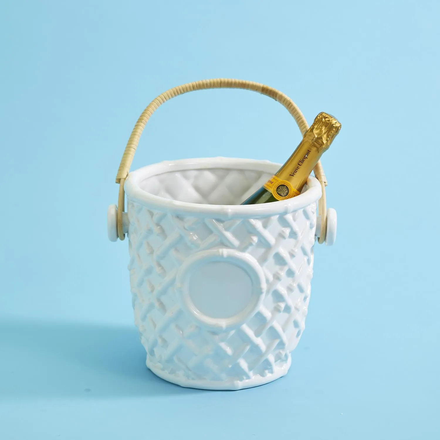 Hampton Faux Bamboo Fretwork Ice Bucket with Bamboo Handle