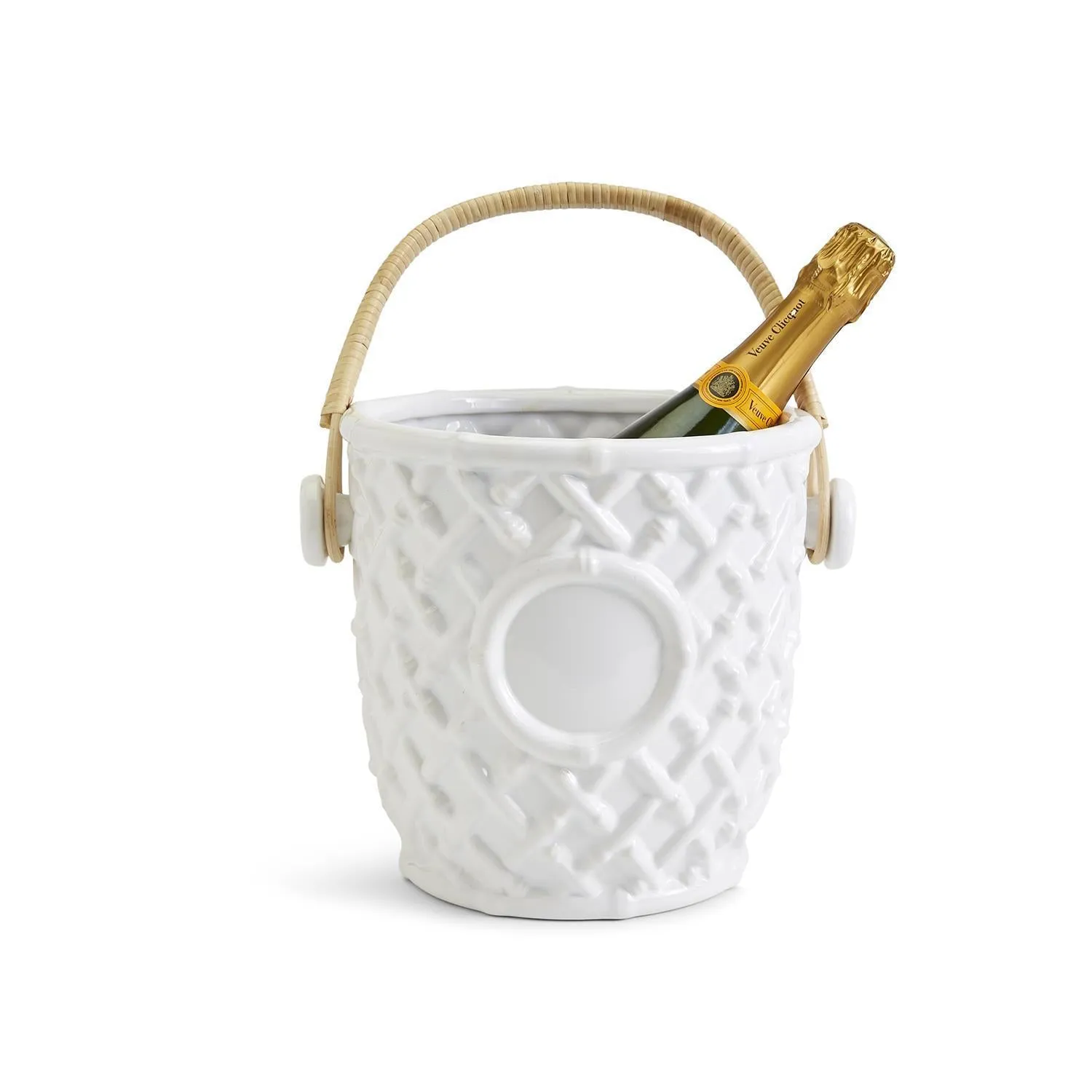 Hampton Faux Bamboo Fretwork Ice Bucket with Bamboo Handle