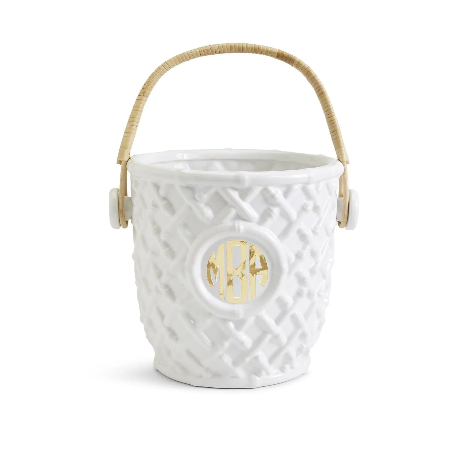 Hampton Faux Bamboo Fretwork Ice Bucket with Bamboo Handle