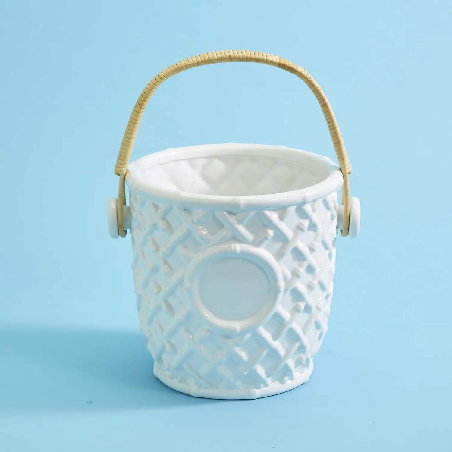 Hampton Faux Bamboo Fretwork Ice Bucket with Bamboo Handle