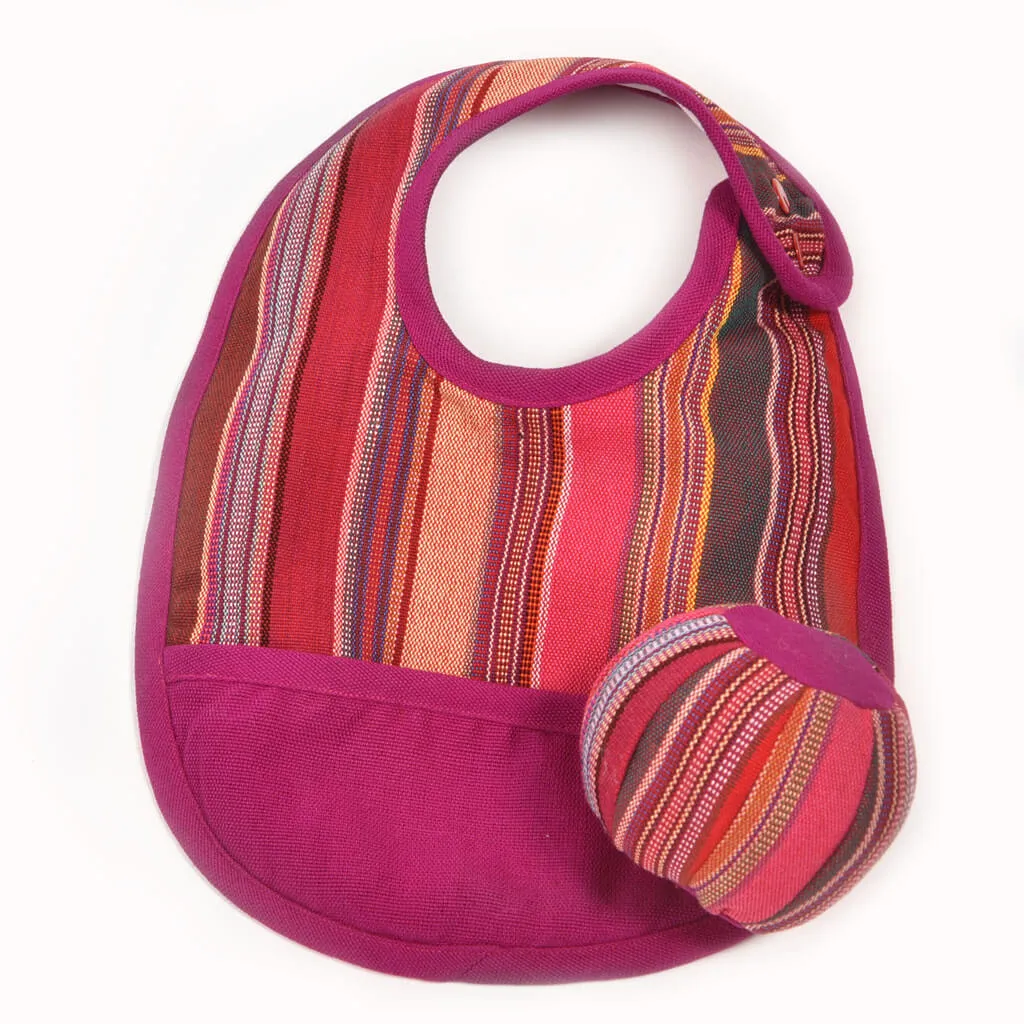 Hand woven Baby Bib & Ball Combo | Berry Jubilee